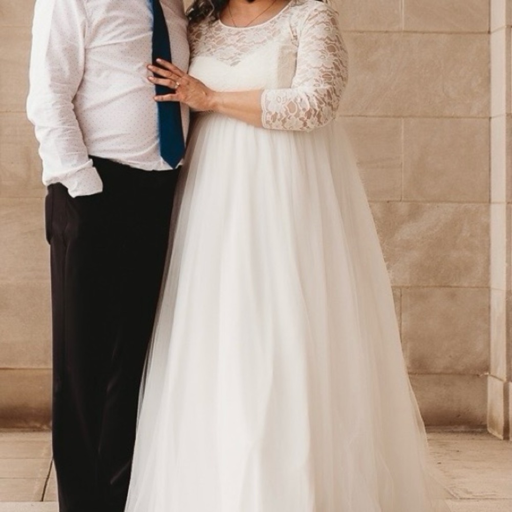 Torrid Ivory Lace and Tulle A Line Wedding Dress w/ Beaded sash
